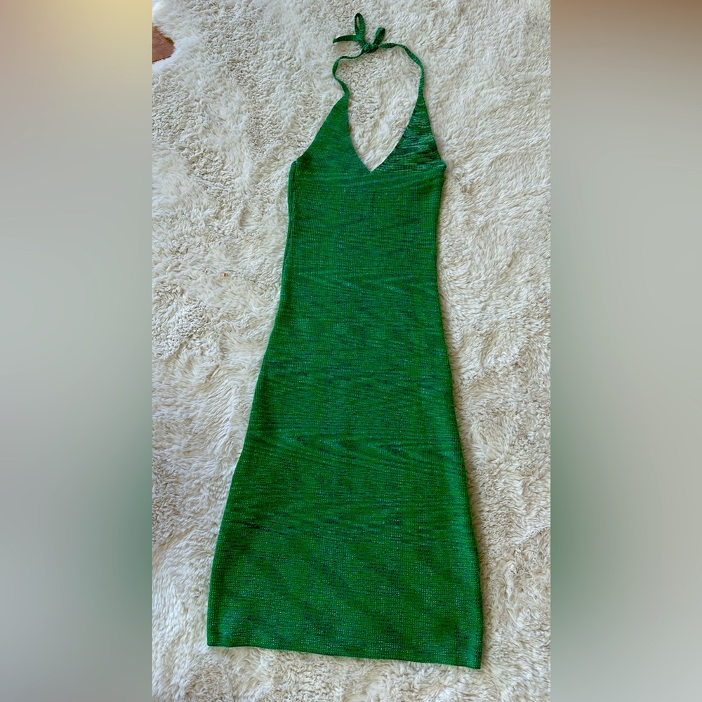Sexy Knit Green Rumours Halter Dress